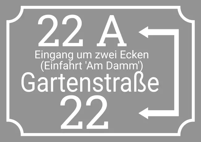 Strassen - Hausnummern Gartenstraße 22A Bild