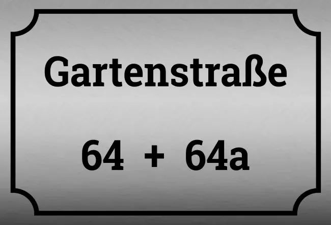 Strassen - Hausnummern Gartenstraße 64 + 64a Bild