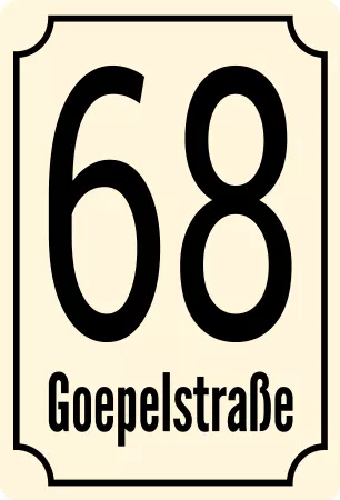 Strassen - Hausnummern Goepelstraße 68 Bild