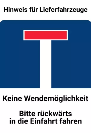 Strassen - Hausnummern Keine Wendemöglichkeit Bild